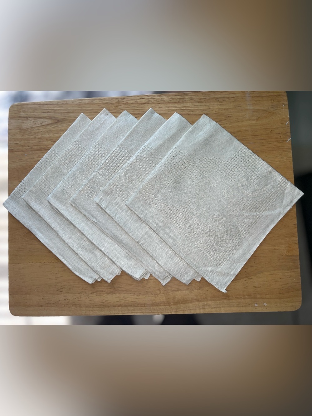 Classic White Square Linen Napkins Set of 6